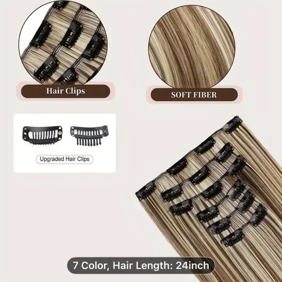 [Clip-In Hair Extensions] Thick Long Straight Clip-In Hair Extensions for Women - Picture 3 of 5